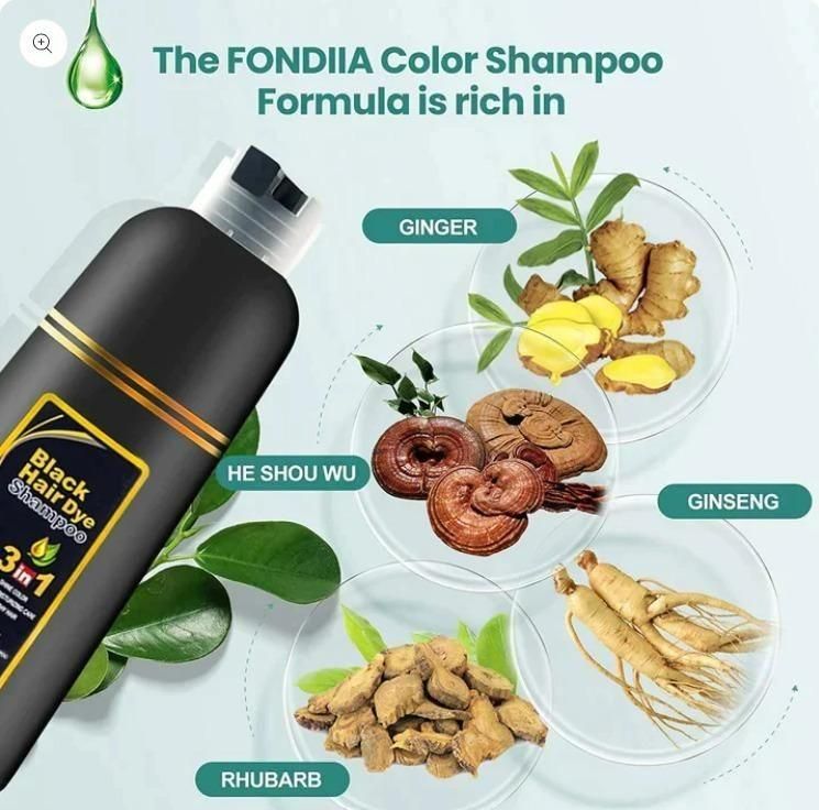 Unisex Instant Black Herbal Hair Dye Shampoo for Grey Hair Coverage formula