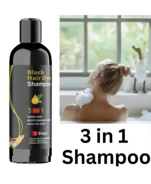 Unisex Instant Black Herbal Hair Dye Shampoo for Grey Hair Coverage 3 in 1