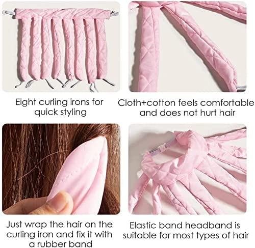 Heatless Hair Curler with Octopus Satin Design Headband benefits