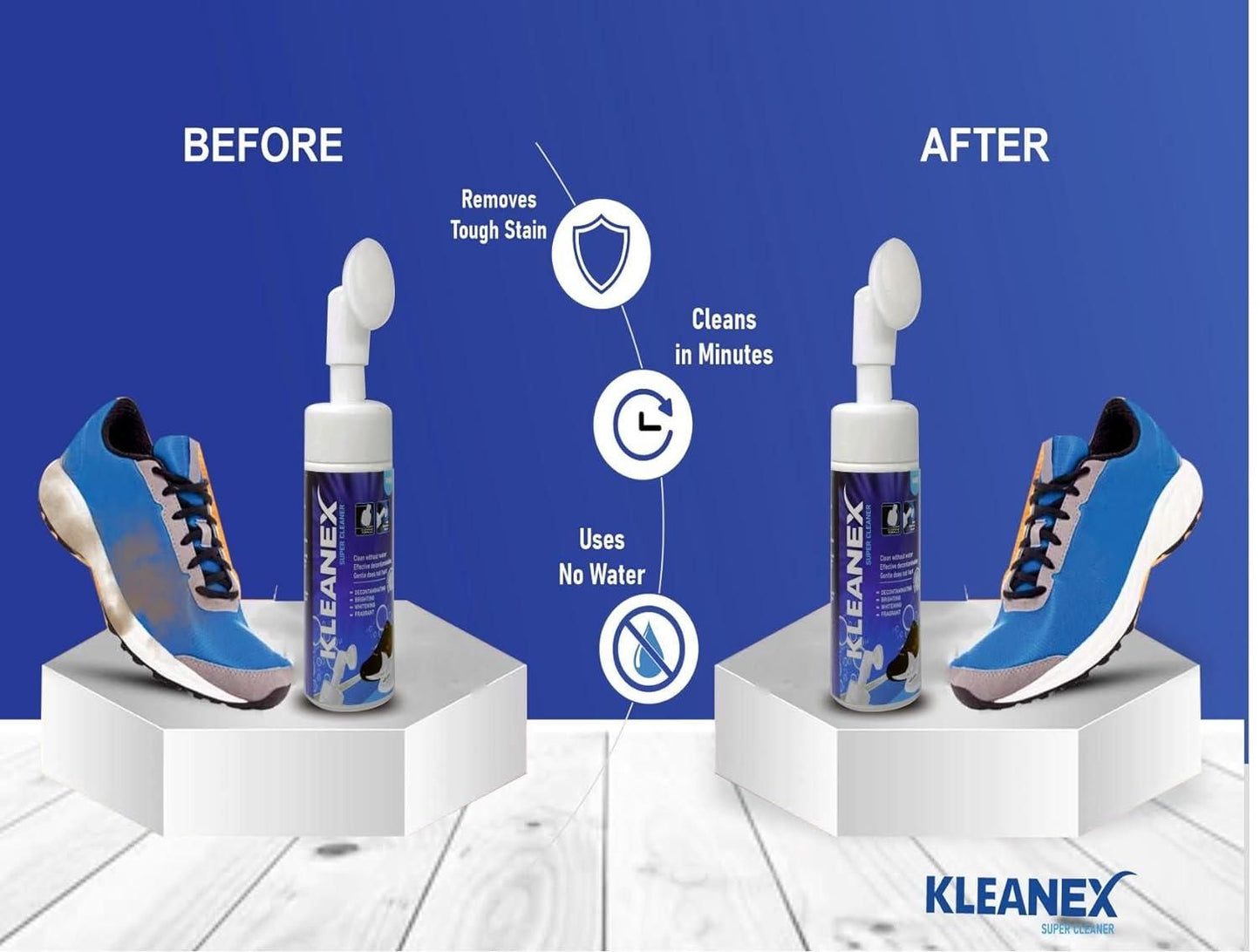 Shoe Cleaning Foam Without Wash With Attached Silicon Brush before after