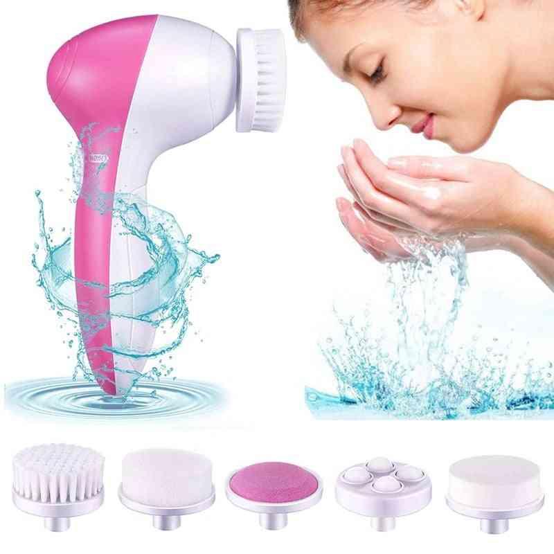 5 in 1 Portable Electric Facial Cleaner Battery Powered Multifunction Massager uses