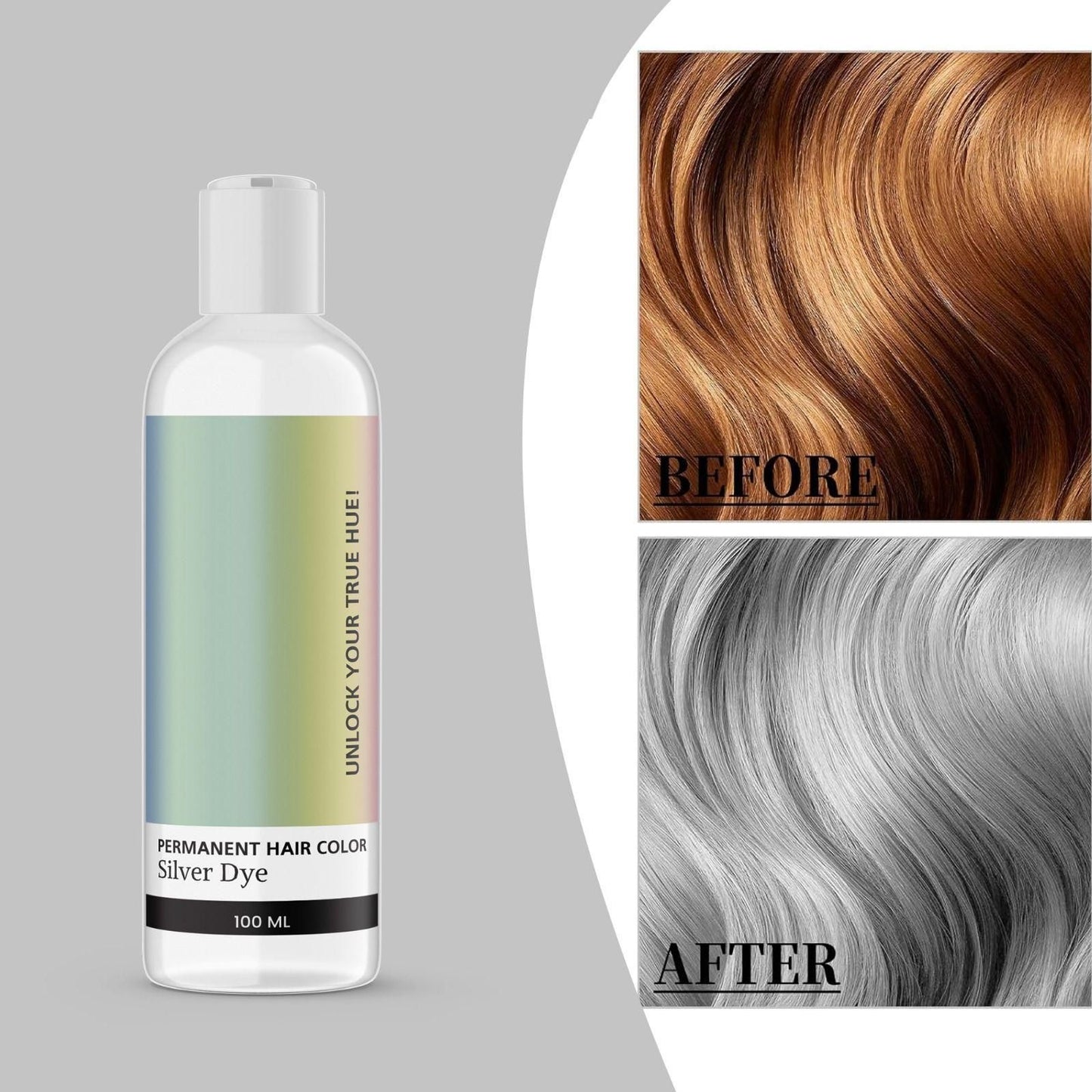PERMANENT HAIR COLOR Silver Dye before after