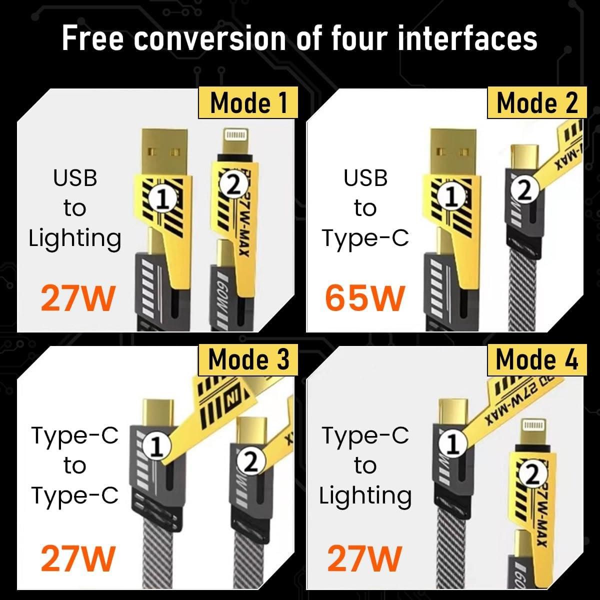 USB C Cable Lightning Cable 4 in 1 four interfaces