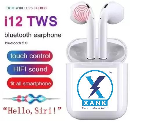 XANK TWS i12 Bluetooth Earphone with Portable Charging Case (White, True Wireless) i12