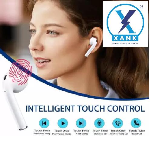XANK TWS i12 Bluetooth Earphone with Portable Charging Case (White, True Wireless) touch control