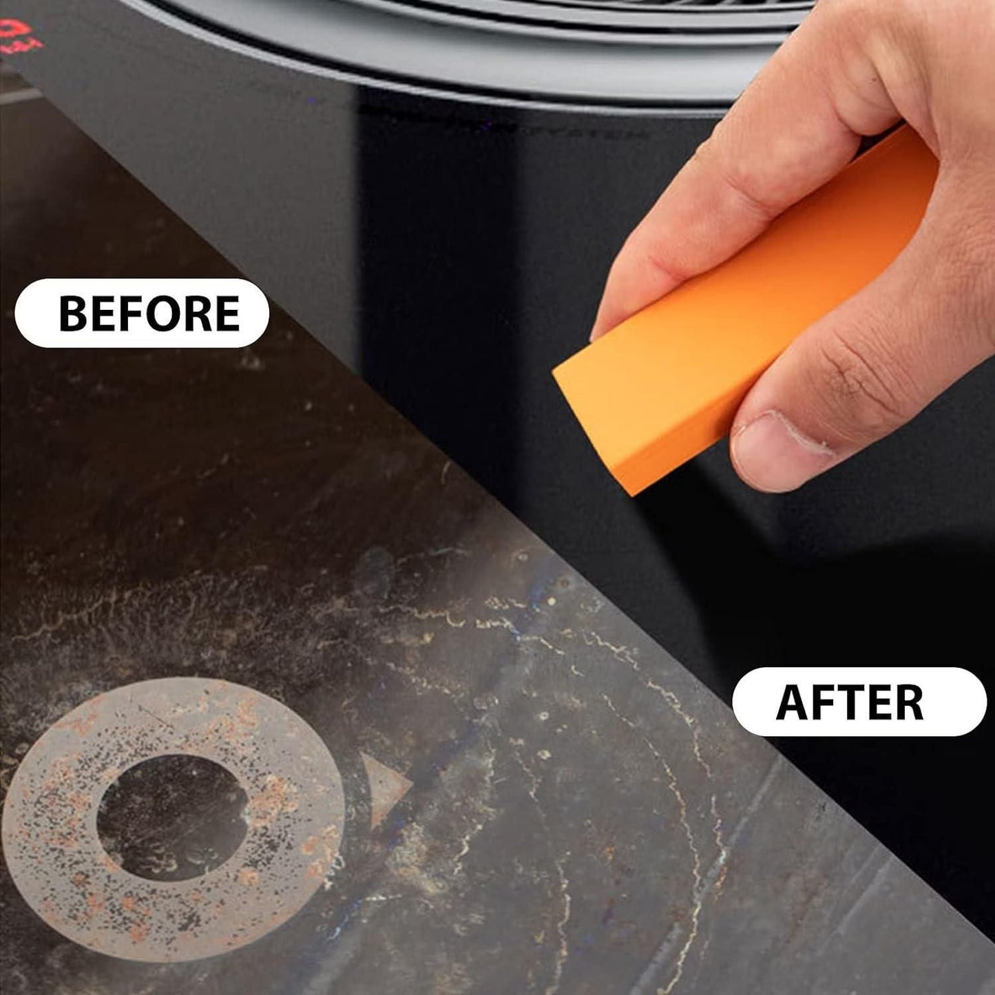 Rust Cleaning Easy Limescale Eraser Artifact, Stainless Steel Stains Eraser Decontamination Cleaner Eraser Rust Remover for Kitchen Home before after