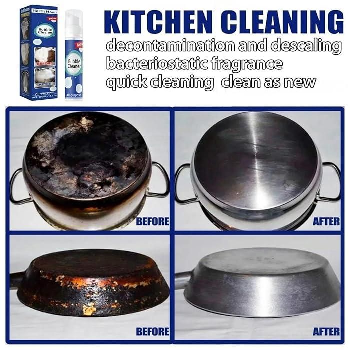 Bubble Cleaner Foam Spray,Kitchen Cleaner Heavy Oil Stain Bubble Cleaner after before