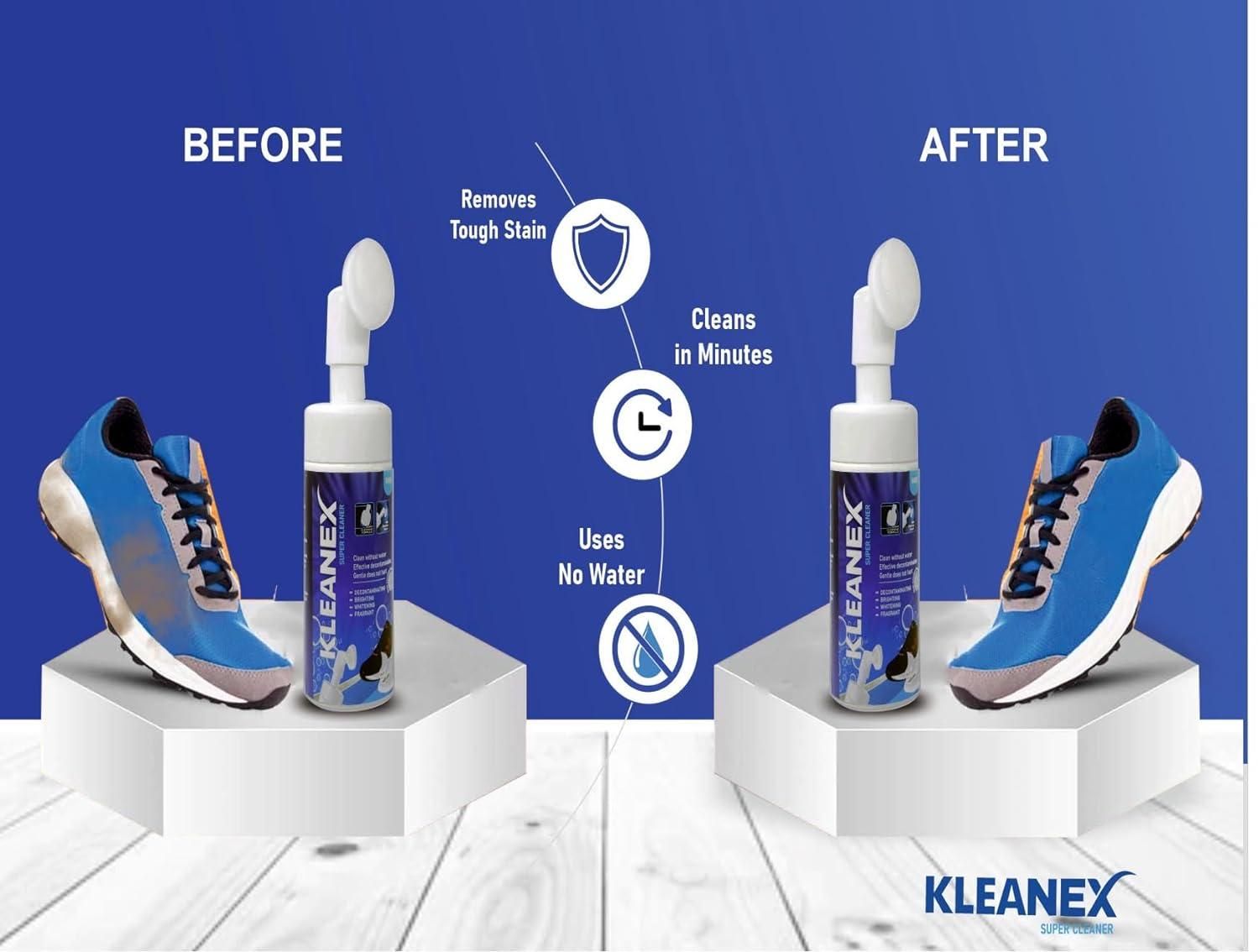 Shoe Cleaning Foam Without Wash With Attached Silicon Brush before after