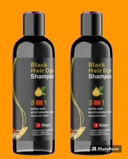 Unisex Instant Black Herbal Hair Dye Shampoo for Grey Hair Coverage bottle