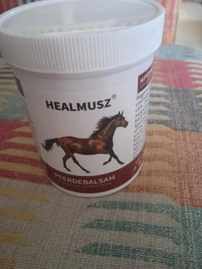 Extra Strong Chestnut Horse Balm Gel for Heating Massage Cream container