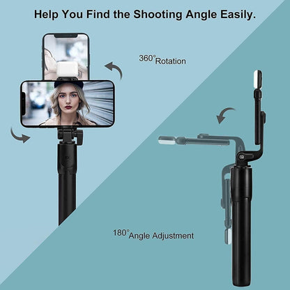 Extendable Flash 3-in-1 Selfie Stick Tripod with Bluetooth Remote angle easy