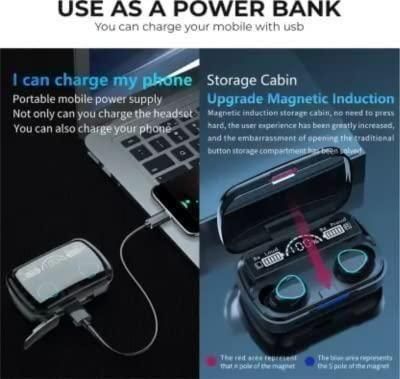 M10 TWS Wireless Earphone Touch Bluetooth Earplugs in The Ear Stereo Sport Headsets Noise Reduction Headphones with Digital Display Black power bank