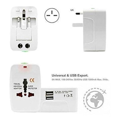 Worldwide Travel Adapter with Built in Dual USB Charger Ports 